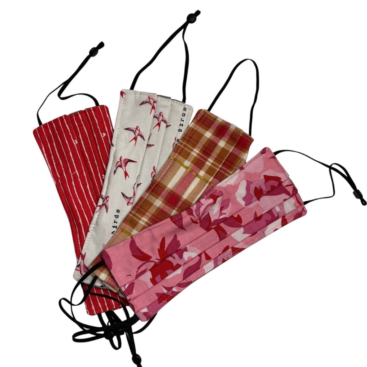 New Handmade Adjustable Cloth Double Layer Face Mask Lot Of 4 Valentines Love